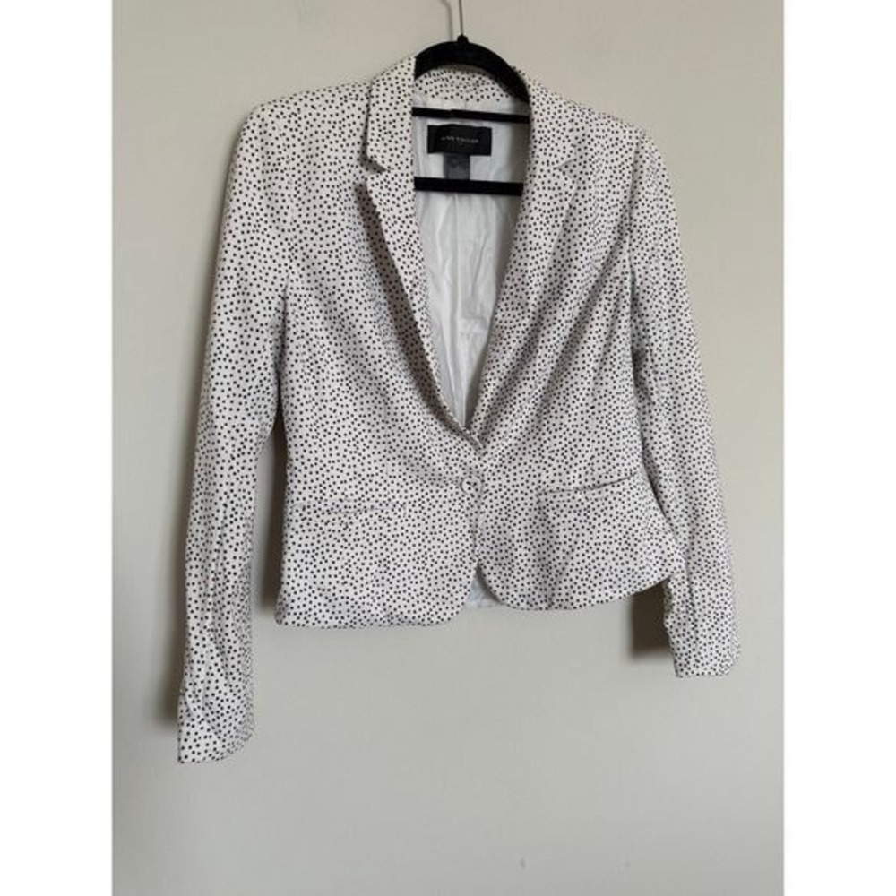 Ann Taylor White Black Polka Dot Blazer Jacket Career Office - Size Medium - Picture 6 of 10